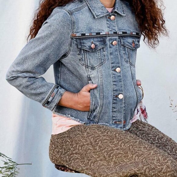 Matilda Jane Good Hart Lone Star Denim blue jean Jacket western festival fray S - Picture 7 of 9